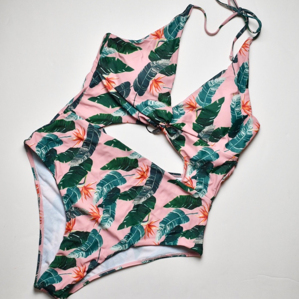 Zaful Tropical Cutout Swimsuit